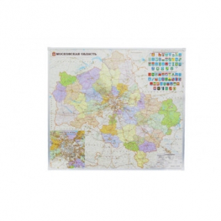Настенная карта Московская область 1:32тыс.,0,88х0,98м.,осн.ДВП,валюм.раме