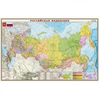 Настенная карта РФ политико-административная 1:4млн.,1,97x1,27м.,ОСН1223994