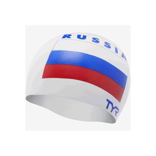 Шапочка для плавания Tyr Russia Silicone Swim Cap, силикон, Lcsrus/100, белый