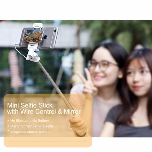 Монопод для селфи Rock Mini selfie stick with wire control & mirror rot0747 42190631 6