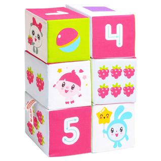 Развивающие игрушки для малышей Мякиши Мякиши 400M Игрушка кубики "Малышарики" (Учим Формы, Цвет и Счёт), 6 шт