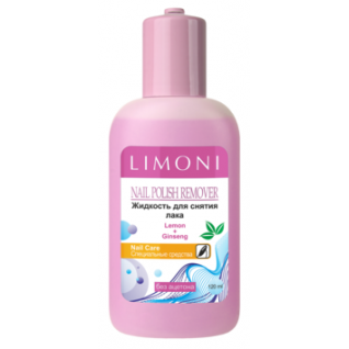 Косметика LIMONI - Жидкость для снятия лака без ацетона Лимон + экстракт Женьшеня