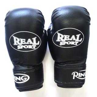 Перчатки боксерские Realsport 12 унций, черный
