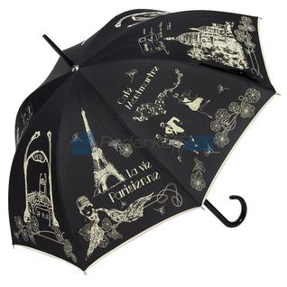 Зонт-трость "Кафе на Монмартре", черный
