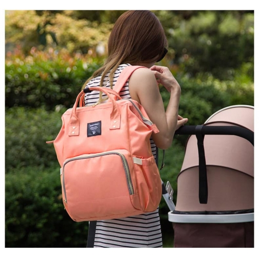 Сумка-рюкзак для мам с креплением и USB розовая no name 37697943 4