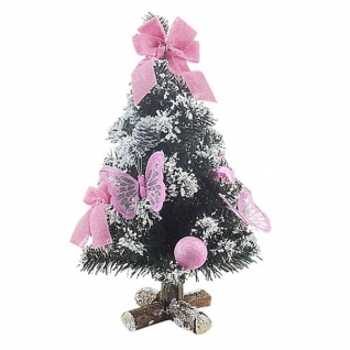 Новогодняя елка с украшениями, розовая, 31 см Snowmen