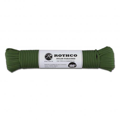 Rothco Паракорд 550 lb зеленого цвета 100 фт. нейлон 5020694