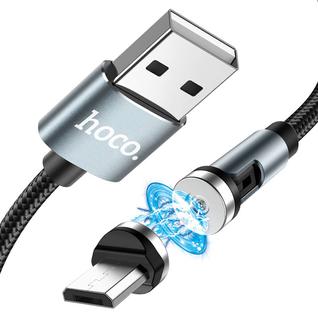 USB дата-кабель Hoco U94 Universal Magnetic + Rotating charging data cable for MicroUSB (1.2м) (2.4A) Черный
