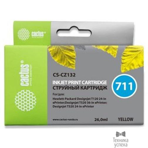 Cactus Cactus CZ132A Картридж № 711 (CS-CZ132) для HP Designjet T120/520, жёлтый, с чипом 40846229