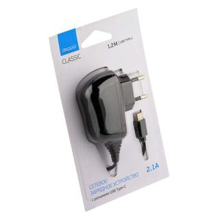 Сетевое зарядное устройство Deppa D-23150 USB Type-C, 2.1A (1.2m) Черный