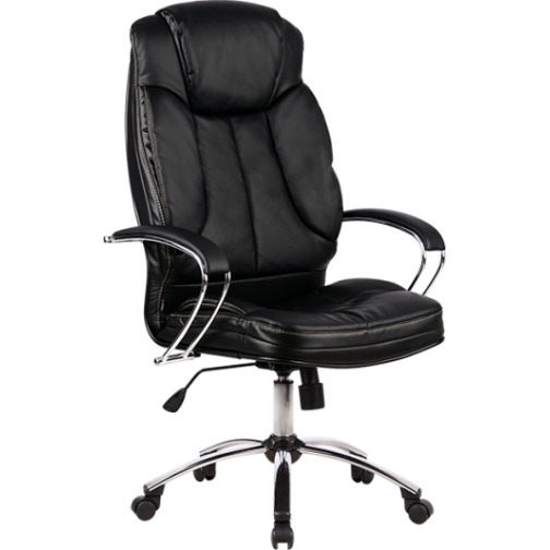 Кресло для руководителя из натуральной кожи LUX12 Черный + Хромированное пятилучие 5674930
