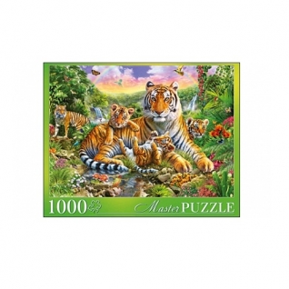 Пазл "Тигрица и тигрята", Адриан Честерман, 1000 элементов Рыжий кот