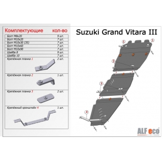 Защита Suzuki Grand Vitara 2005- all КПП штамповка 23.02 ALFeco