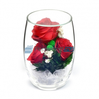Цветы в стекле в вакууме "Дана красная", розы