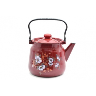 Чайник эмалированный 3,5 л с рисунком Красный