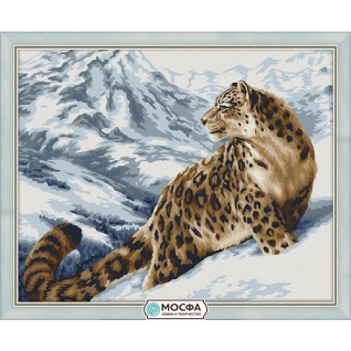Картина по номерам "Снежный барс" на ч/б холсте, 40 х 50 см Мосфа