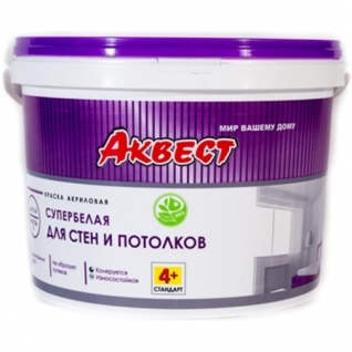 Краска для стен и потолков акриловая АКВЕСТ-4+ Стандарт 7 кг.