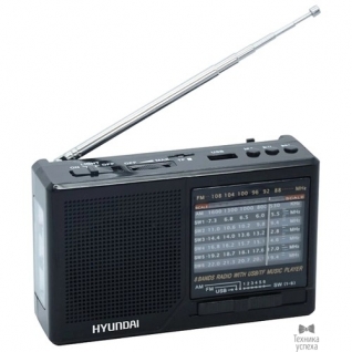 Hyundai Радиоприемник портативный Hyundai H-PSR140 черный USB microSD