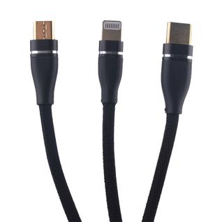USB дата-кабель COTEetCI M48 (3в1) Lightning+MicroUSB+Type-C Cable QUICK CHARGE CS2162-BK (1.2м) Черный