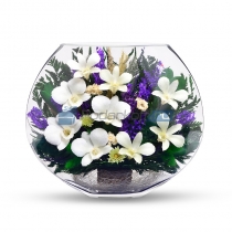 Цветы в стекле в вакууме "Аврора белая", орхидеи