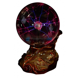 Плазменный шар светильник с молниями "Палантир - каменный цветок" мраморный