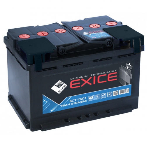 Аккумулятор EXICE Classic 6CT- 75NR 75 Ач (A/h) обратная полярность - EC 7501 EXICE (ЭКСИС) 6CT- 75NR 2060511