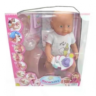 Функциональная кукла Warm Baby с аксессуарами (пьет, писает), 43 см Shantou