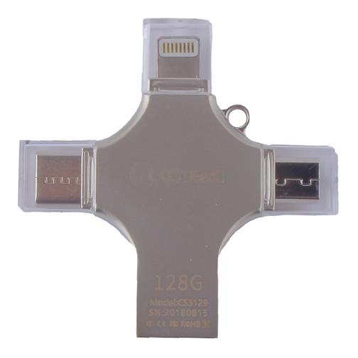 Флеш-накопитель COTEetCI 4in1 Zinc Alloy (CS5129-128G) Lightning/ MicroUSB/ Type-C/ USB 2.0 Серебристый 42531739