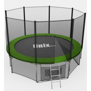 Unix Fitness Батут Unix 8 ft с сеткой и лестницей (зеленый)