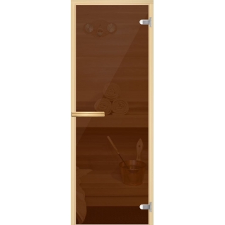 Дверь Бронза / серое / прозрачное 8мм, 8х19, коробка - осина срощенная, ручка прямоугольная, петля 75