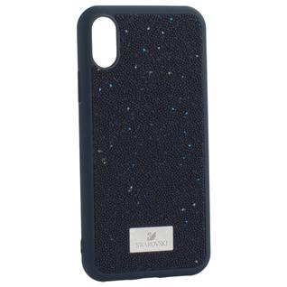 Чехол-накладка силиконовая со стразами SWAROVSKI Crystalline для iPhone XS/ X (5.8") Темно синий №1