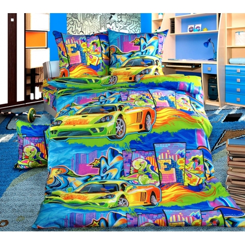Комплект детского постельного белья 1,5-спальный Граффити, бязь 37652753 1
