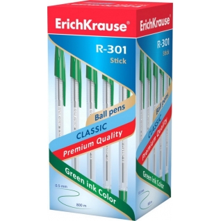 Ручка шариковая R-301 CLASSIC 1.0 Stick (коробка 50 шт.) ЗЕЛЕНАЯ ErichKrause