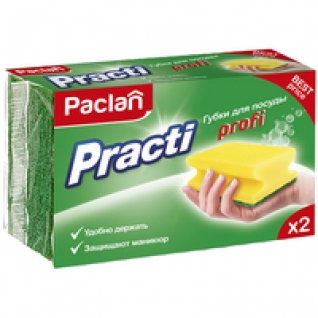 Губки для посуды Paclan "Practi Profi", поролон с абразивным слоем, 2 штуки Paclan
