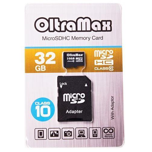 Карта памяти MicroSD 32GB OltraMax Class 10 + SD адаптер 42191330