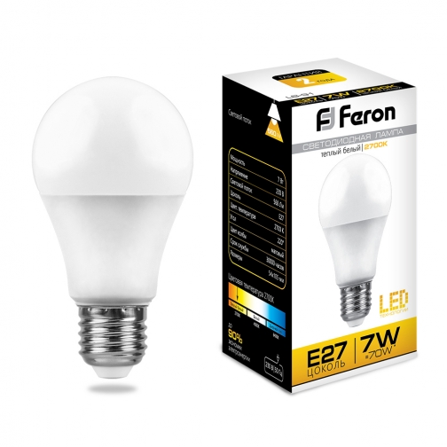 Светодиодная лампа Feron LB-91 (7W) 230V E27 2700K A60 8163778