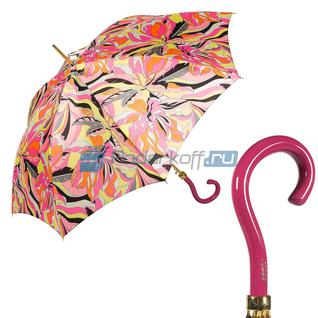 Зонт-трость "Пламень", розовый/желтый