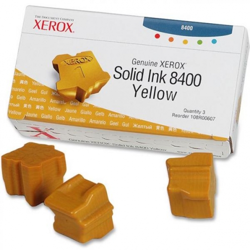 Твердые чернила Xerox 108R00607 для Xerox Phaser 8400, оригинальные (жёлтые, 3 шт, 3400 стр) 7993-01 850076