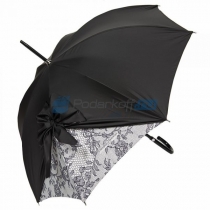 Зонт-трость "Бант" черный/серый