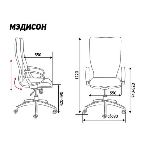Кресло для руководителя /Мэдисон/(black) серый пластик/черная экокожа NORDEN Chairs 42859360 2