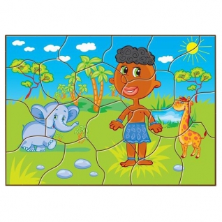 Деревянная головоломка "Пятна" - Африка, 20 деталей Полноцвет