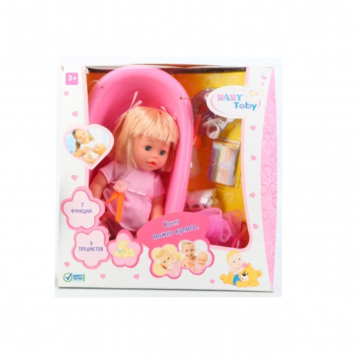 Кукла Baby Toby в ванночке, с аксессуарами (7 функций), 30 см Shenzhen Toys 37720644