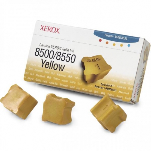 Твердые чернила Xerox 108R00671 для Xerox Phaser 8500, 8550, оригинальные (жёлтые, 3 шт, 3000 стр) 8000-01 850074