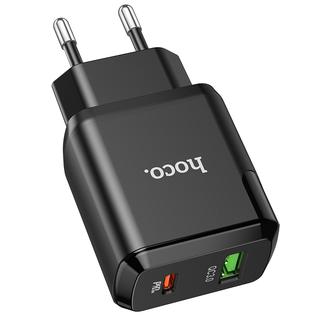 Адаптер питания Hoco N5 Favor dual port PD+QC 3.0 charger (USB: 5V max 3.0A/ 20Вт) Черный