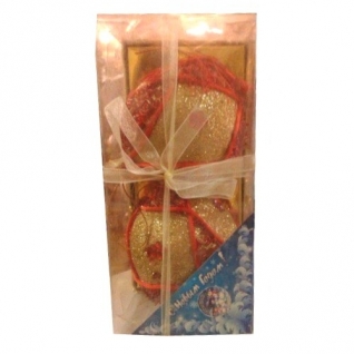 Новогодний набор из 2 елочных шаров с кистью, золотисто-красные, 8 см Snowmen