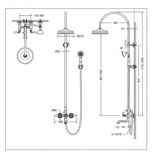 Душевая колонна со смесителем для ванны Bravat Art (F65193CP-A2-RUS) 42642803 1