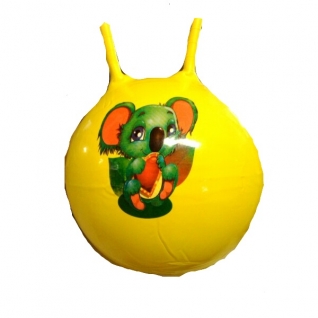 Мяч-попрыгун с рожками, желтый, 55 см