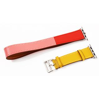 Ремешок кожаный COTEetCI W36 Fashoin Leather (WH5261-44-ACR) для Apple Watch 44мм/ 42мм (Long) Желтый-Красный