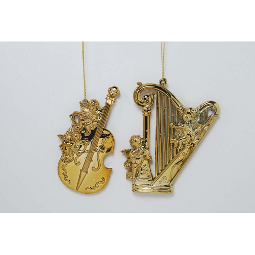 Украшение Музыкальный инструмент с ангелом, цвет золото, ассортимент 37653263