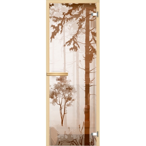 Дверь для сауны АКМА Арт-серия GlassJet ЛЕС V1 7х19 (коробка-осина/липа) 6011782